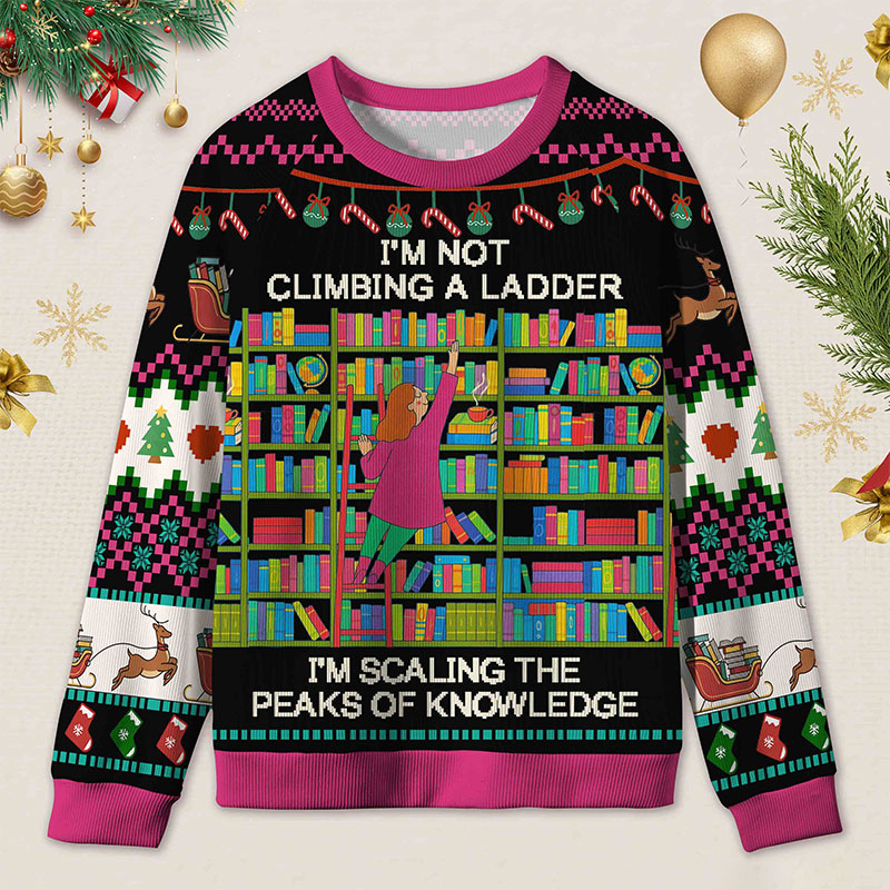 Personalized Knowledge Explorer Ugly Sweater Office Holiday Party Gift for Librarians