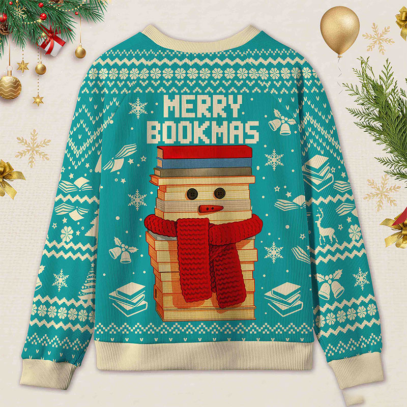 Personalized Bookish Christmas Cozy Ugly Sweater Festive Gift for Book Lovers