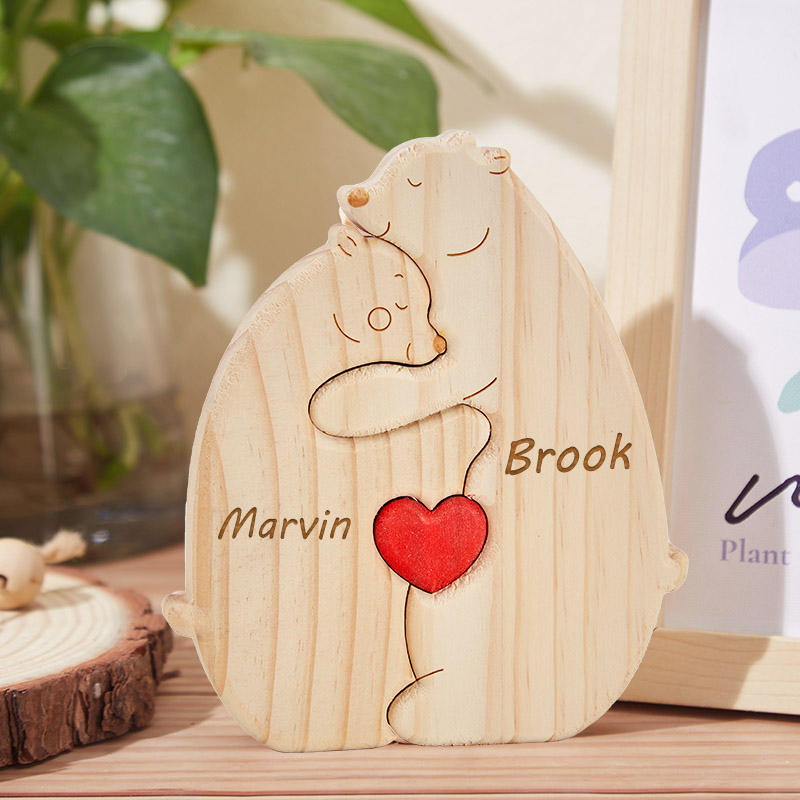 Personalized Wooden Bear Family Puzzle Custom Engraved Name Puzzle for Family Home Decor Family Keepsake Gift for Mum New Dad Anniversary Gifts