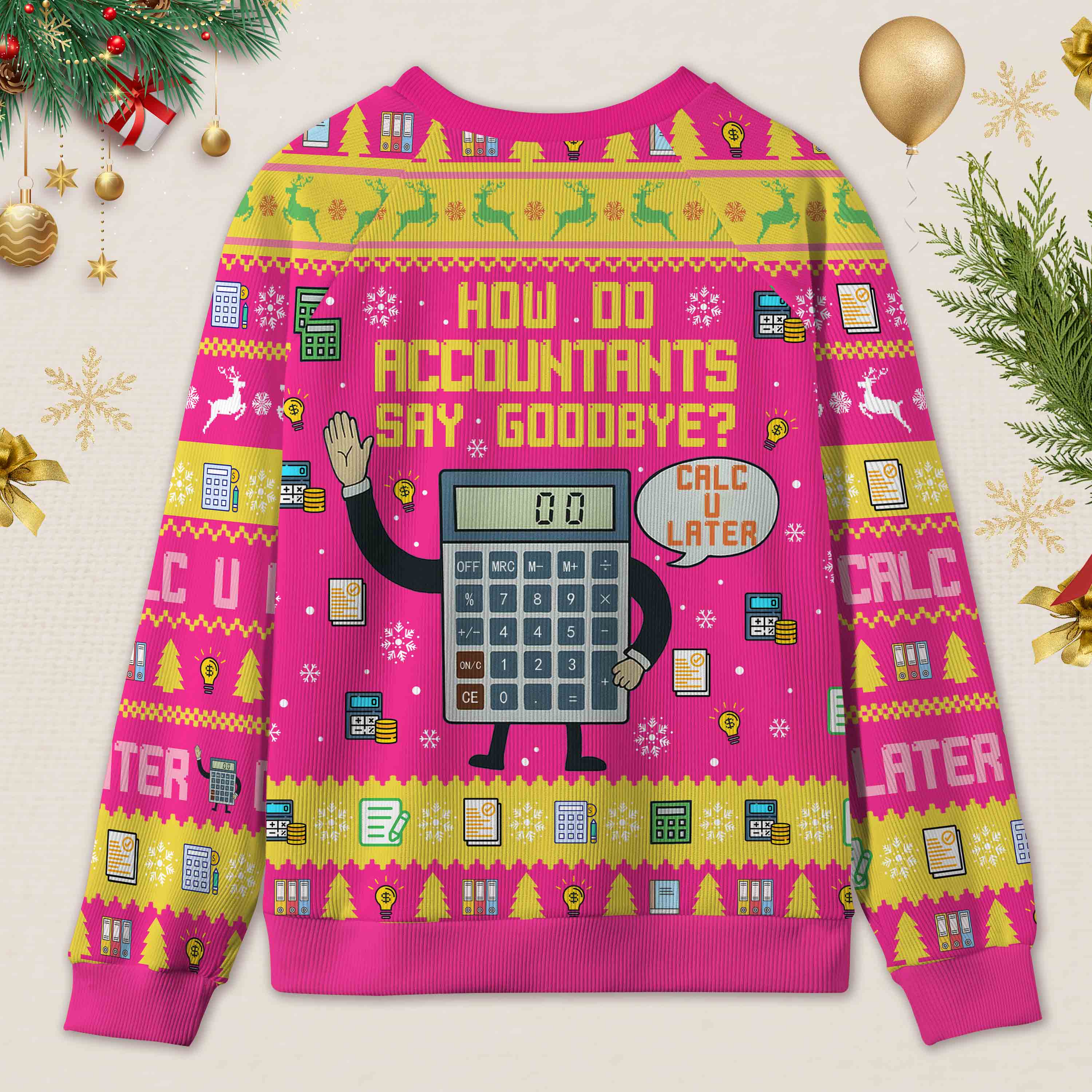 Personalized Accounting Hilarious Greeting Ugly Christmas Sweater Funny Financial Gift for Accountants