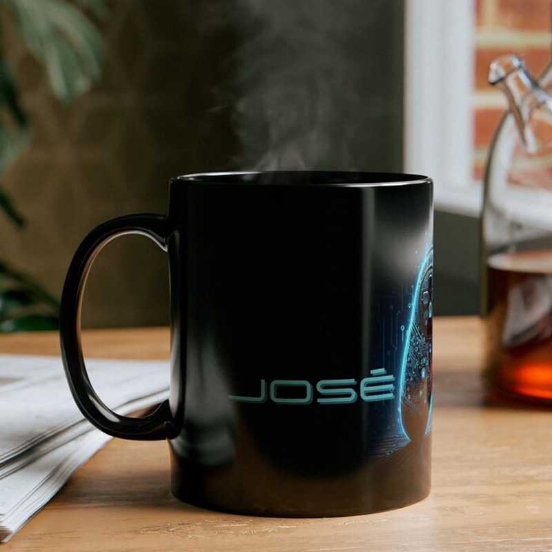 Personalized Electric Blue Gaming Design Gamer Coffee Mug Engineer Science Programmer Gift for Geek Lover