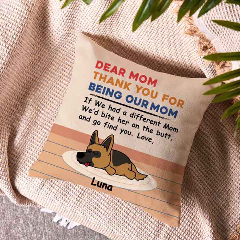 Personalized Dog Lover Bite the Butt Dog Mom Throw Pillows