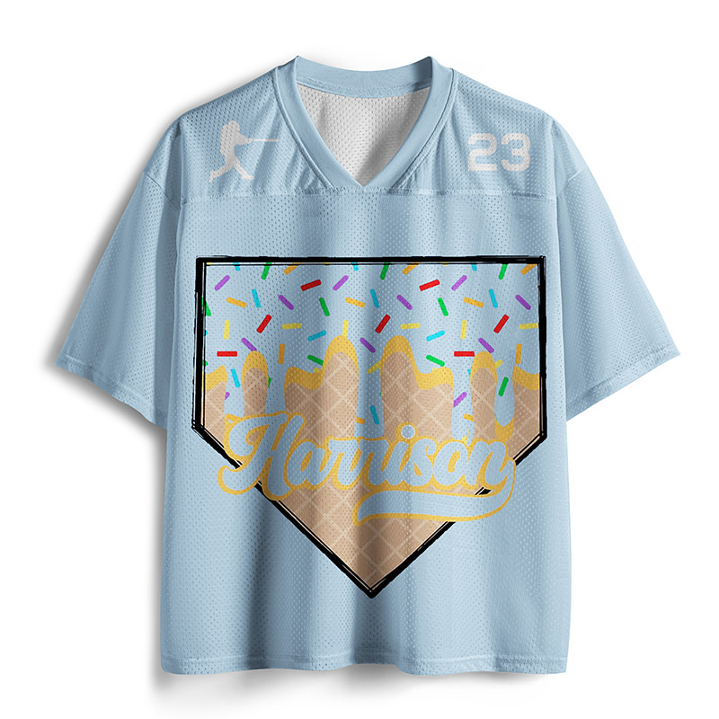 Personalized Baseball Mesh Jersey Baseball Ice Cream Dripping with Custom Name and Number