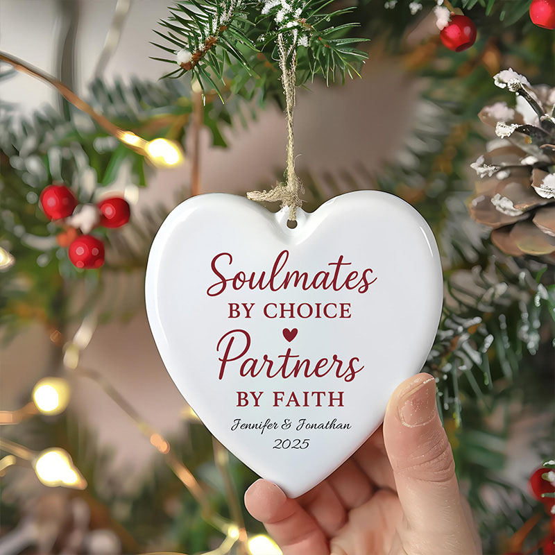 Personalized Soulmates by Choice Partners by Faith Ceramic Ornament with Name and Year Religious Gift Valentine's Gift Anniversary Gift