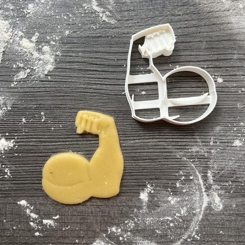Personalized Gym Themed Cookie Cutter Biceps Dumbbell Weight Plate 3D Printed Baking Supplies Fondant Tool Craft Stamp for Gym Lover