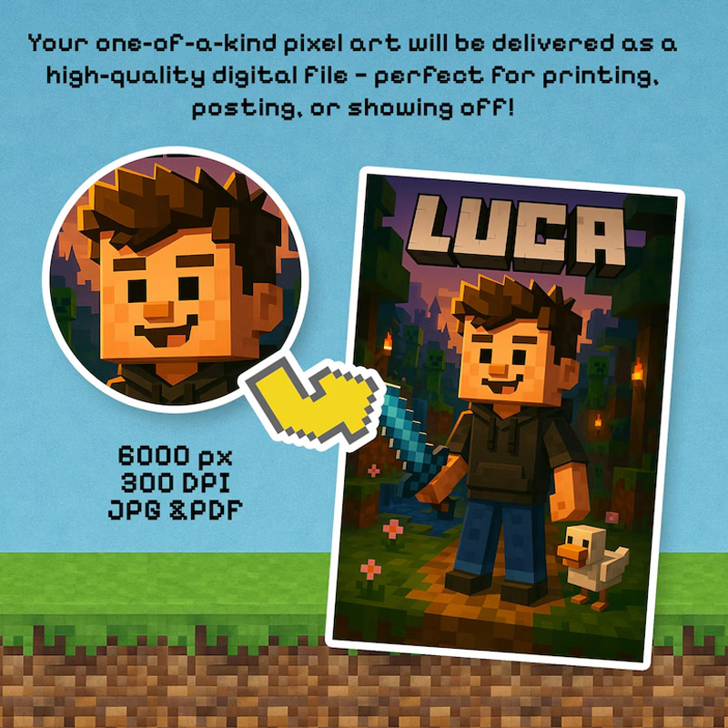 Personalized Digital Gamer Portrait from Photo Custom Character Art for Geek Lover