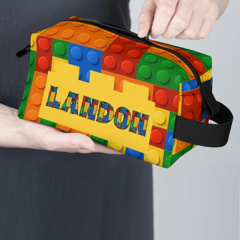 Personalized Building Block Accessory Pouch Custom Name Travel Bag for Geek Lover