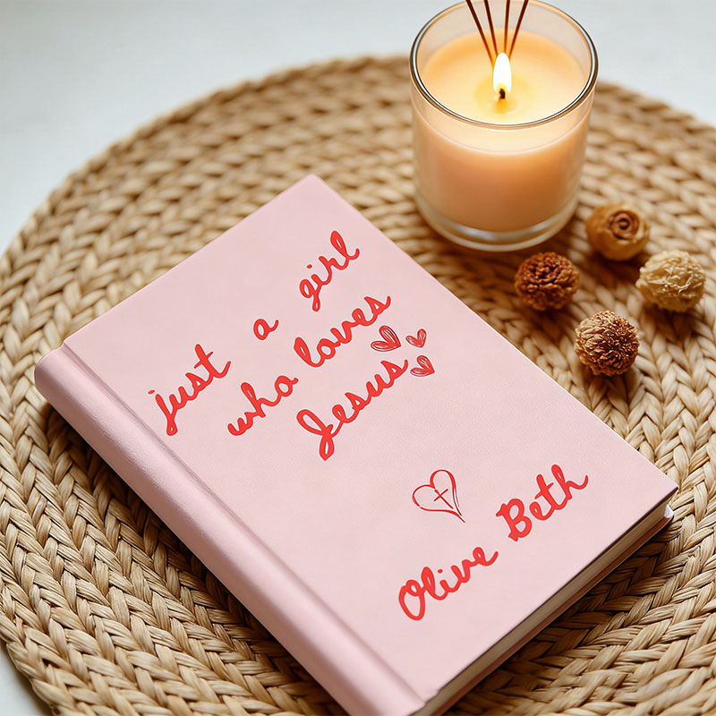Personalized Just a Girl who Loves Jesus A5 Prayer Journal Notebook with Name and Text Gift for Christian Religious Gift for Girls