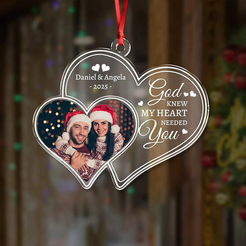 Personalized God Knew My Heart Needed you Acrylic Christmas Couple Ornament with Name Valentine's Day Gift Religious Gift for Couple