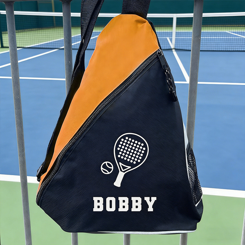 Personalised Kids Sports Bag Custom Mono Strap Rucksack with Football Tennis Icon Padel Crossbody Backpack Unisex PE Kit Bag with Name gift for kids