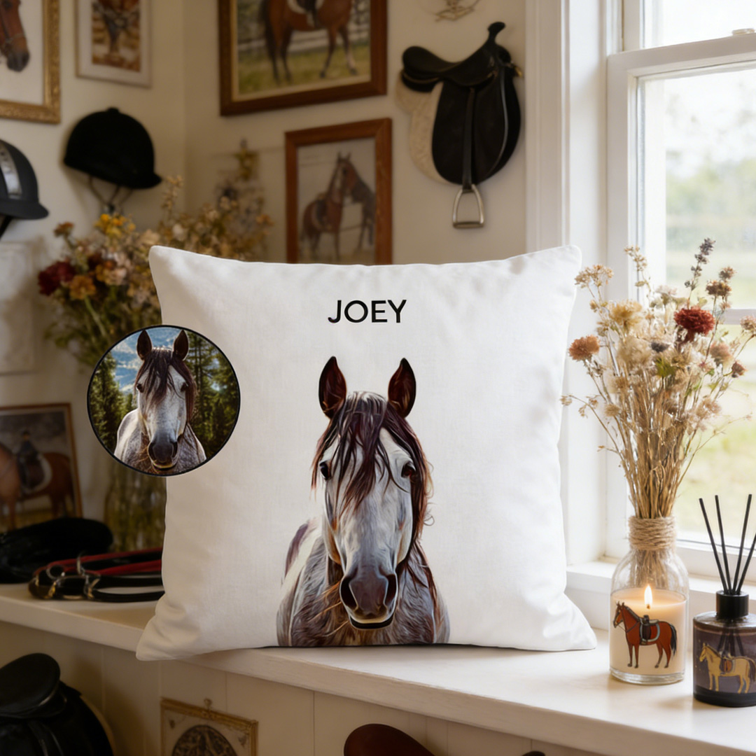 Personalized Equestrian Throw Pillow Horse Pillow Custom Equestrian Pillow From Horse Photo Custom Horse Gifts Farmhouse Decor for Riding Lovers Equestrian Lovers