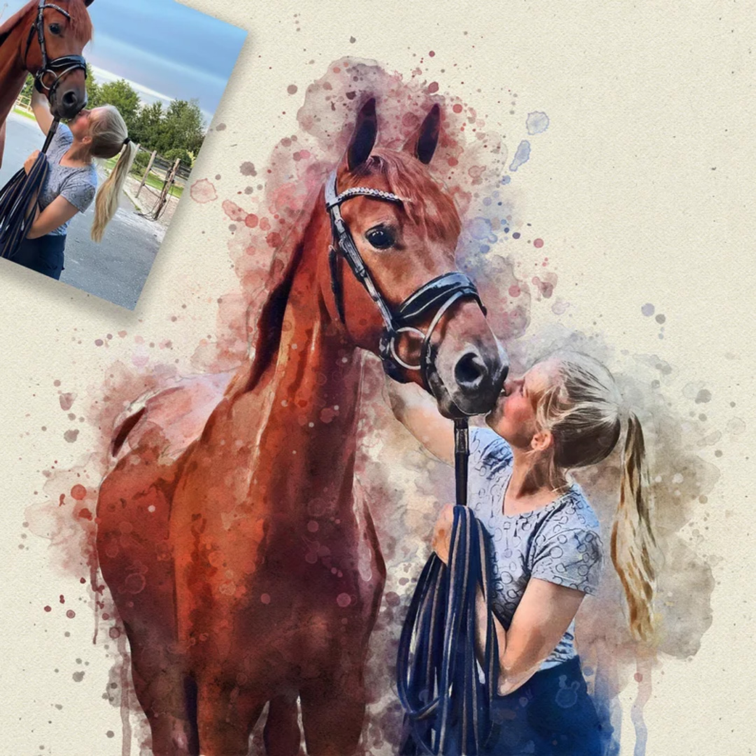 Personalized Horse Gift Photo Portrait Equestrian Art Print Wall Decor Home Decor Gift for Riding Lover
