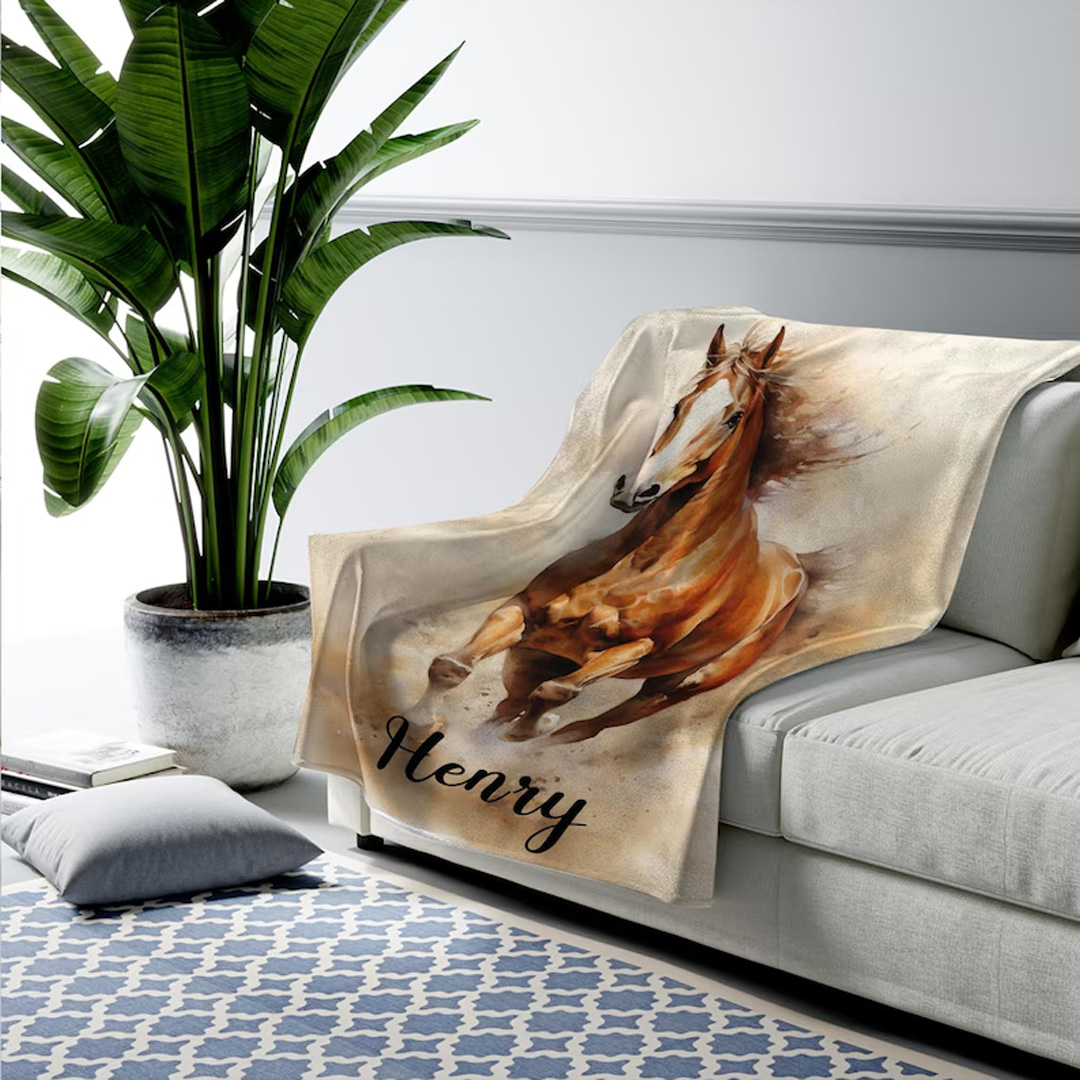 Personalized Riding Blanket Equestrian Horse Photo Custom Keepsake Blanket for Horse Enthusiast Family Blanket for Riding Lovers Equestrian Lovers