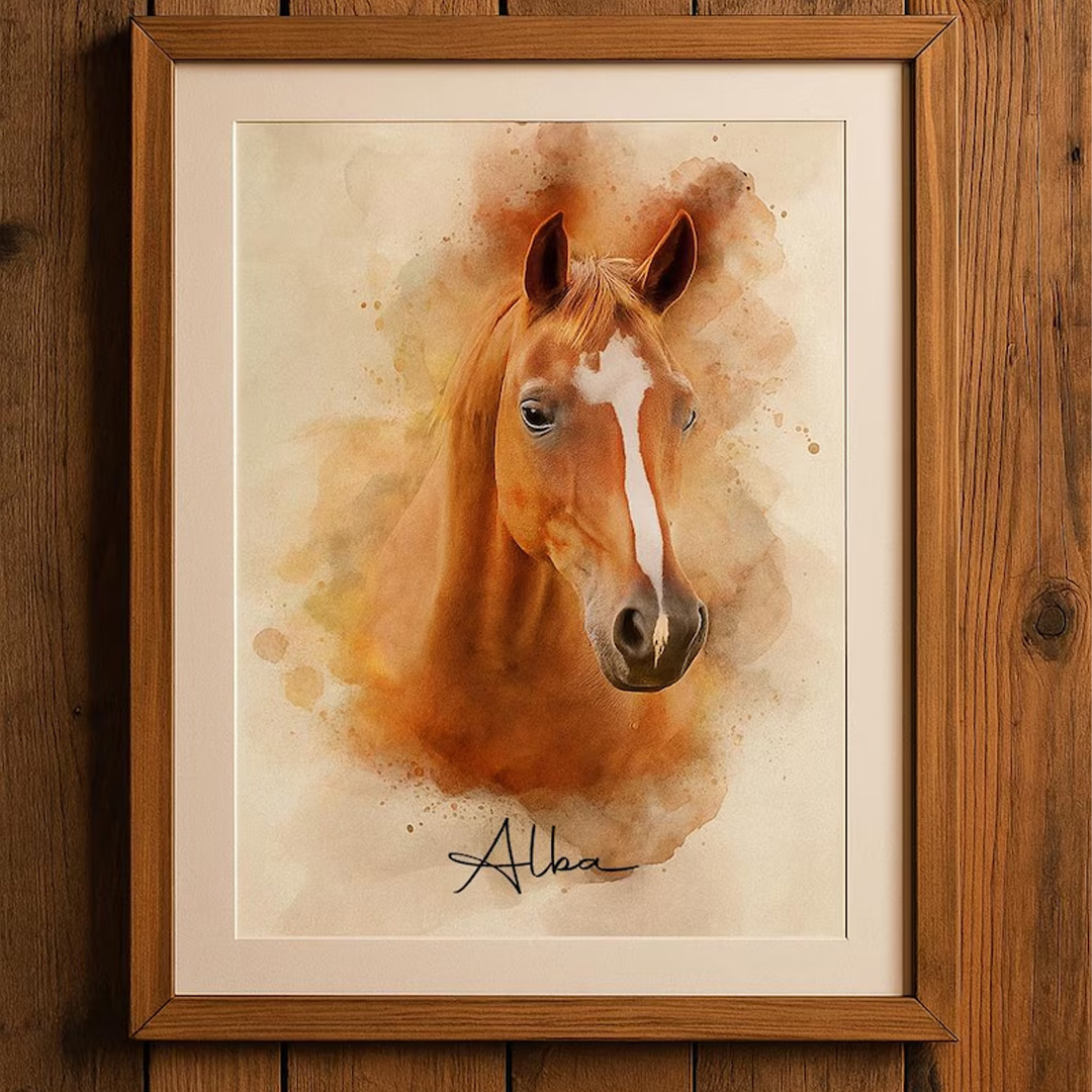 Personalized Horse Gift Photo Portrait Equestrian Art Print Wall Decor Home Decor Gift for Riding Lover