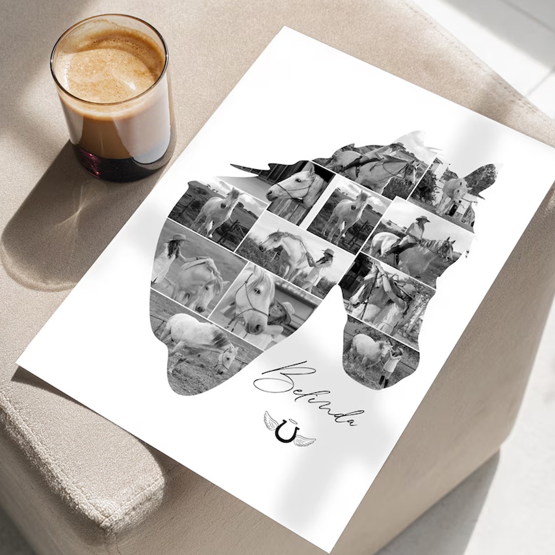 Personalized Horse Photo Collage Equestrian Art Print Wall Decor Home Decor Gift for Riding Lover