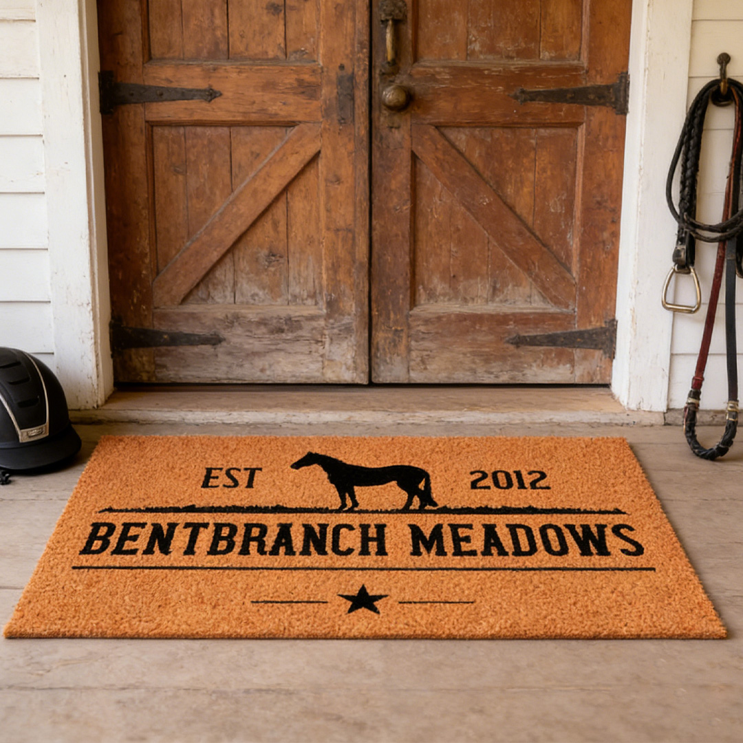 Personalized Name and EST Horse Farm Horse Ranch Farm Mat Farmhouse Welcome Mat Farmer Door Mat Farm Gift for Riding Lovers Equestrian Lovers