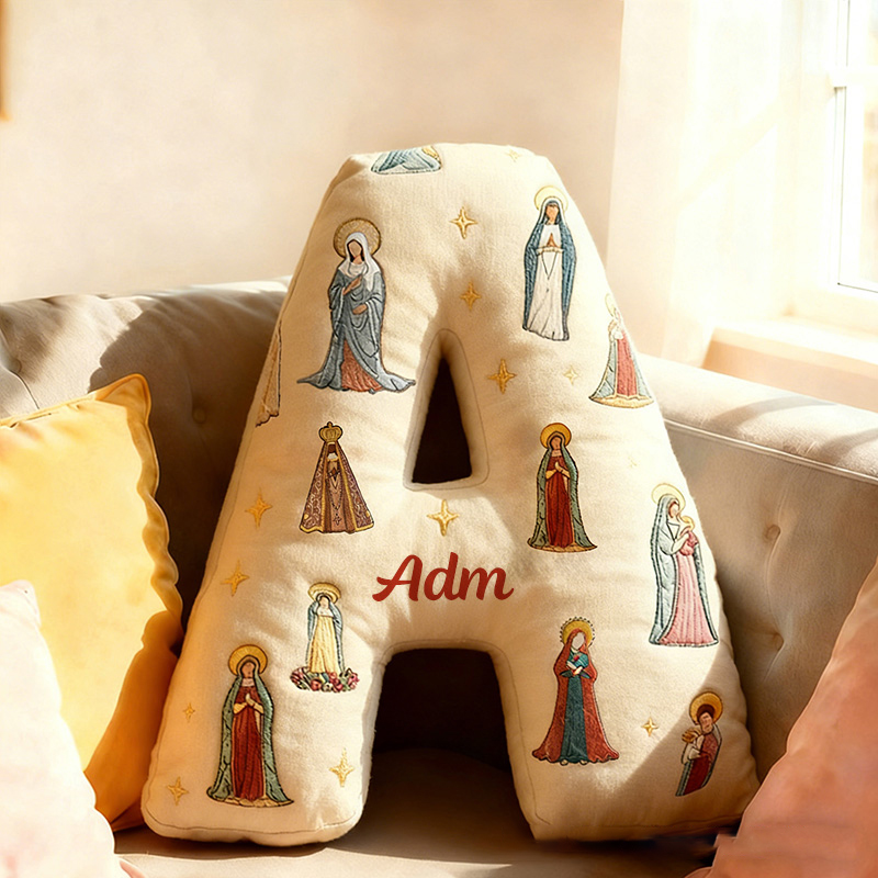 Personalized Mother of God Pray for us Letter Pillow with Custom Name Room Decor Christian Graphic 3D Print Pillow Religious Gift for Kids Adults