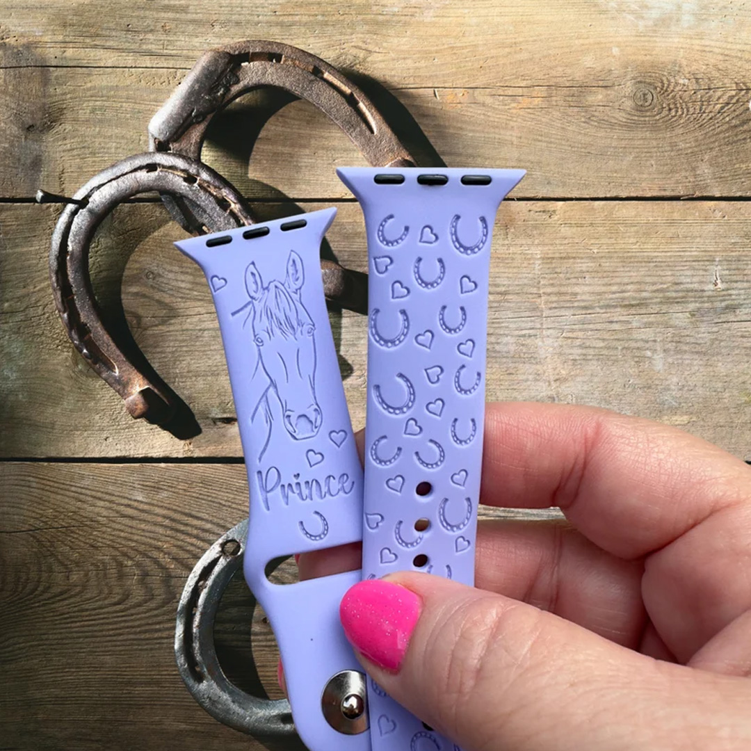 Personalized Photo Engraved Horse Watch Band for Horse Riding Lover