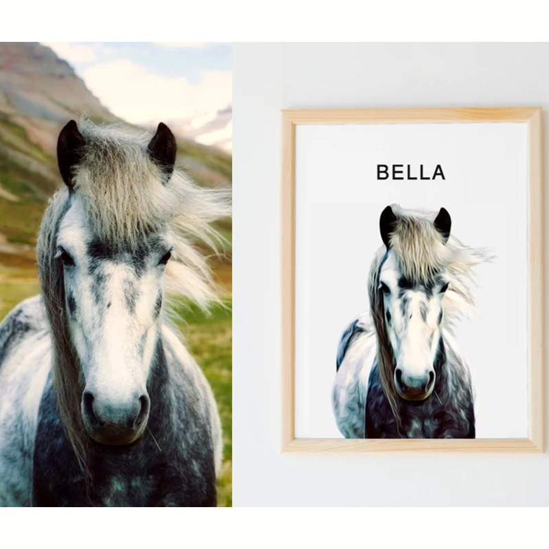 Personalized Horse Portrait From Photo Custom Horse Portrait Home Decor Gift for Riding Lover