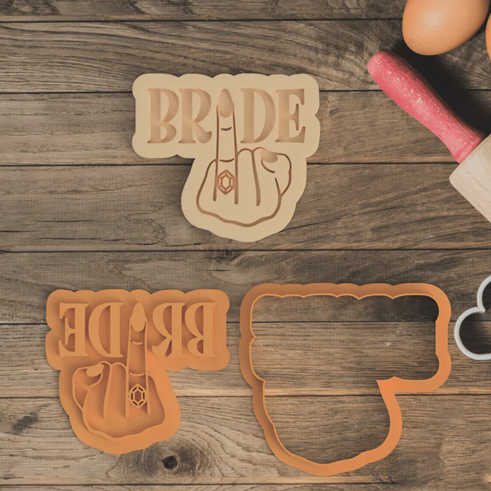 Personalized Bride Cookie Cutter and Embosser Mold Engagement Ring Hand Design Perfect for Weddings Bridal Showers