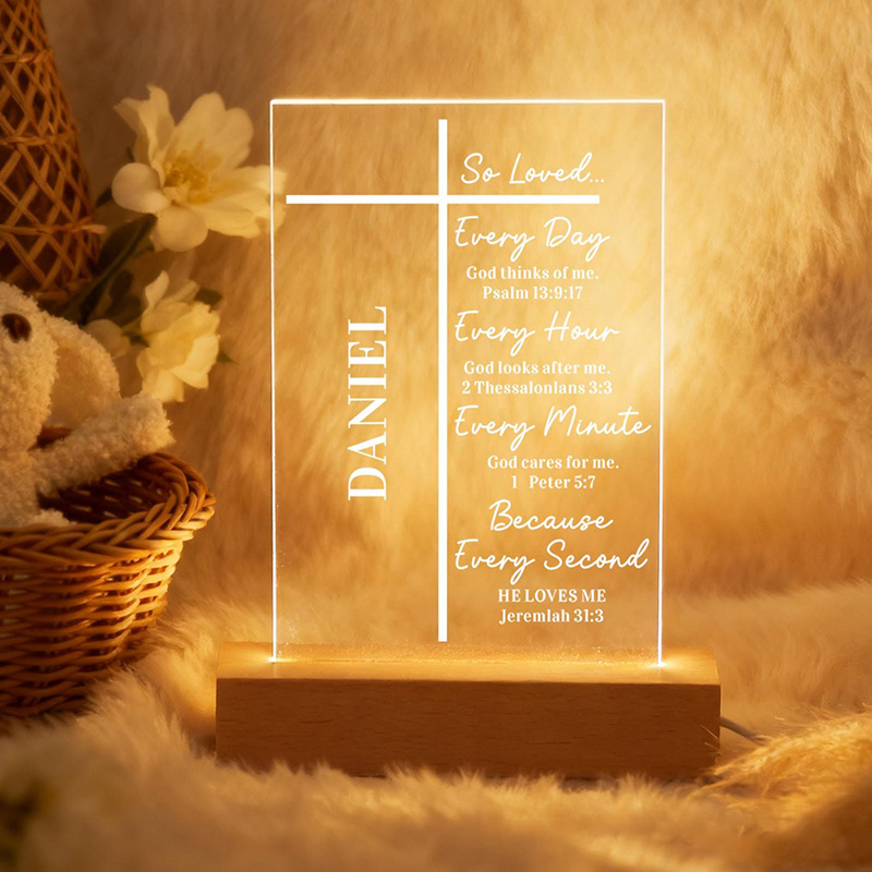 Personalized Bible Verse Cross LED Night Light with Name Home Decor Faith Based Decor Religious Gift Bible Verse Gift for Christians 