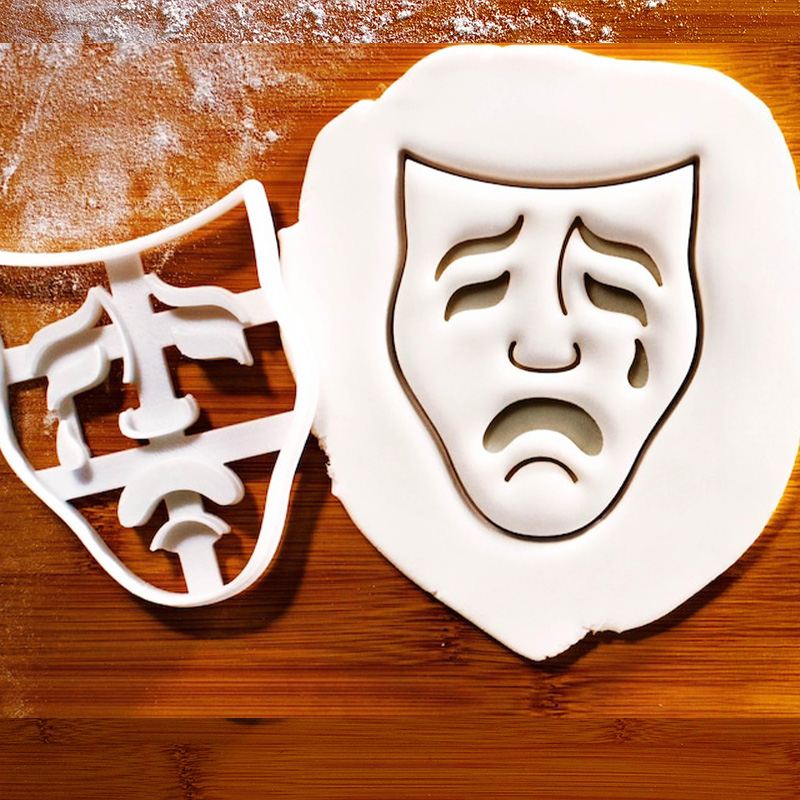 Personalized Tragedy Mask Cookie Cutter Sock and Buskin Theatrical Drama Masks