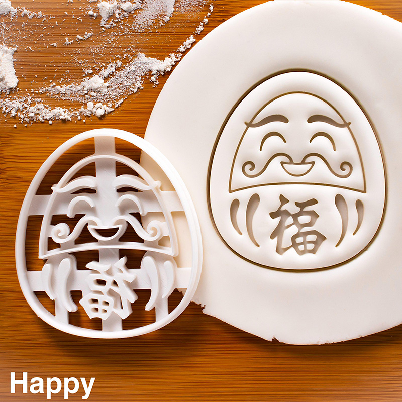 Personalized Daruma Doll with“福”Cookie Cutter Gift of Encouragement Talisman of Good Luck and Perseverance