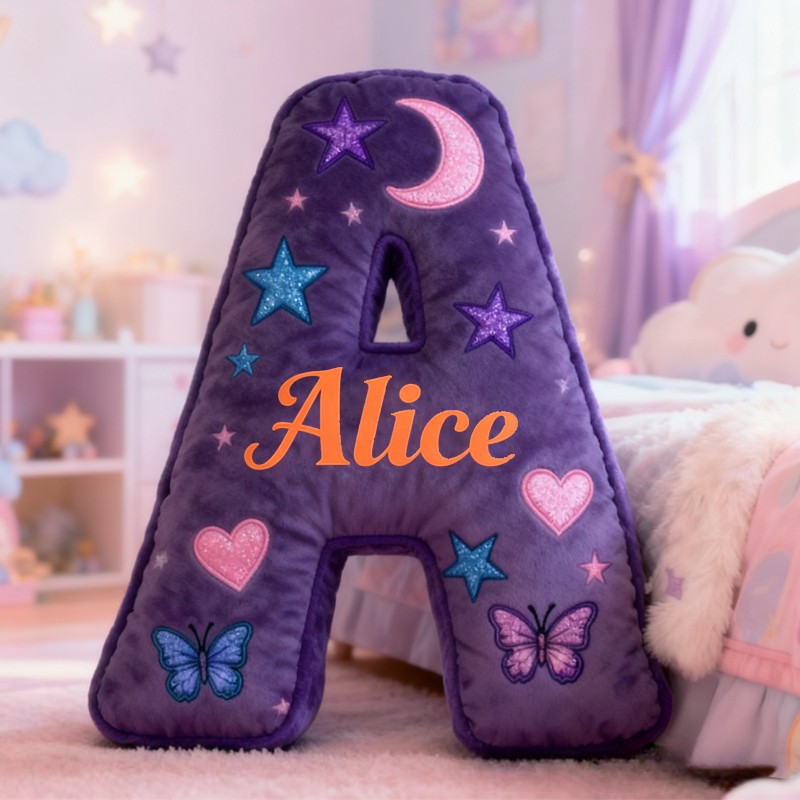 Personalized Purple Butterfly with Name Graphic 3D Print Pillow Christmas Gift for Kids Birthday Gift