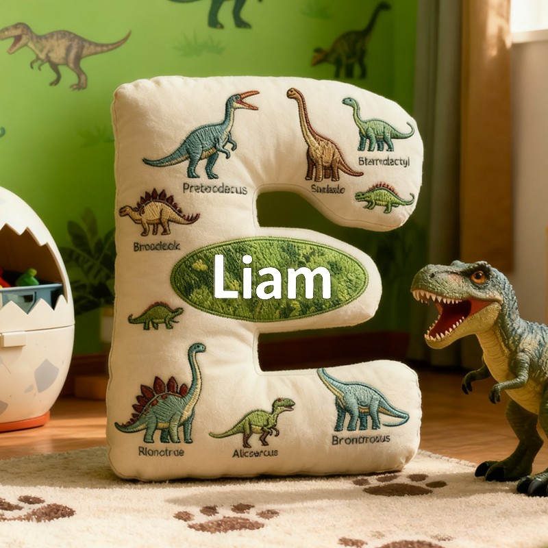 Personalized Dinosaur World Initials with Name Graphic 3D Print Pillow Christmas Gift for Kids Birthday Gifts