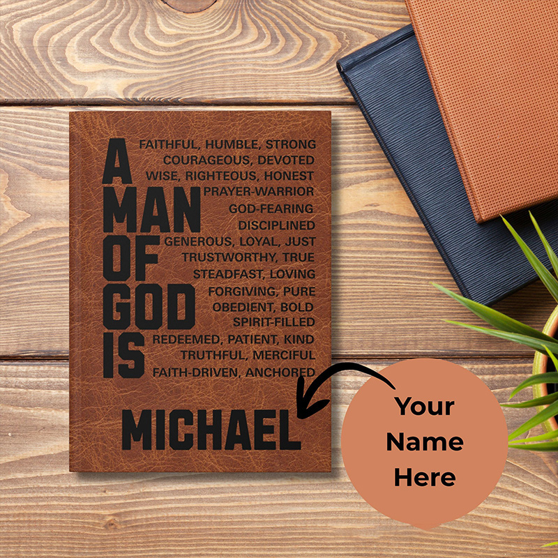 Personalized a Man of God A5 Prayer Journal Notebook with Name Religious Gift Faith Gift Bible Study Notebook for Christian Men