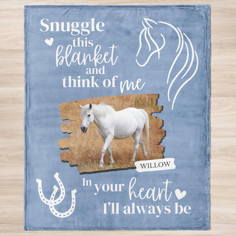 Personalized Blanket Horse Memorial Photo Blanket In Memory Of Horse Gift Throw Blanket for Riding Lovers Equestrian Lovers