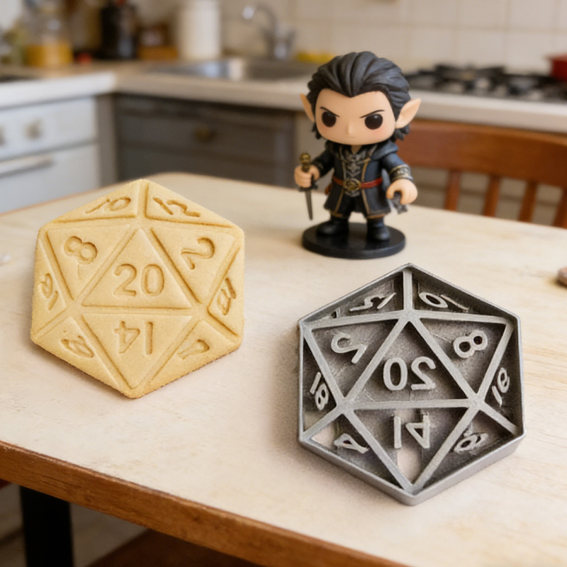 Personalized 20 Sided Die Cookie Cutter 3D Printed Baking Supplies Fondant Tool Craft Stamp for Gamer Geek Lover