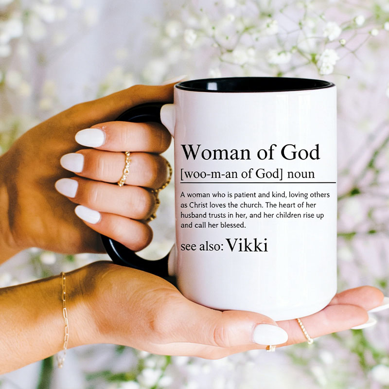 Personalized Man of God Woman of God 15oz Ceramic Coffee Mug with Custom Name Religious Gift Valentines Gift for Couple Anniversary Gift