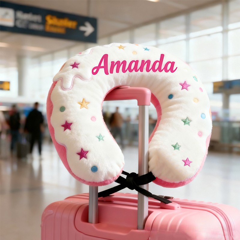 Personalized Cute Donuts U-Shaped Pillow with Custom Name for Kids Birthday Gift for Kids