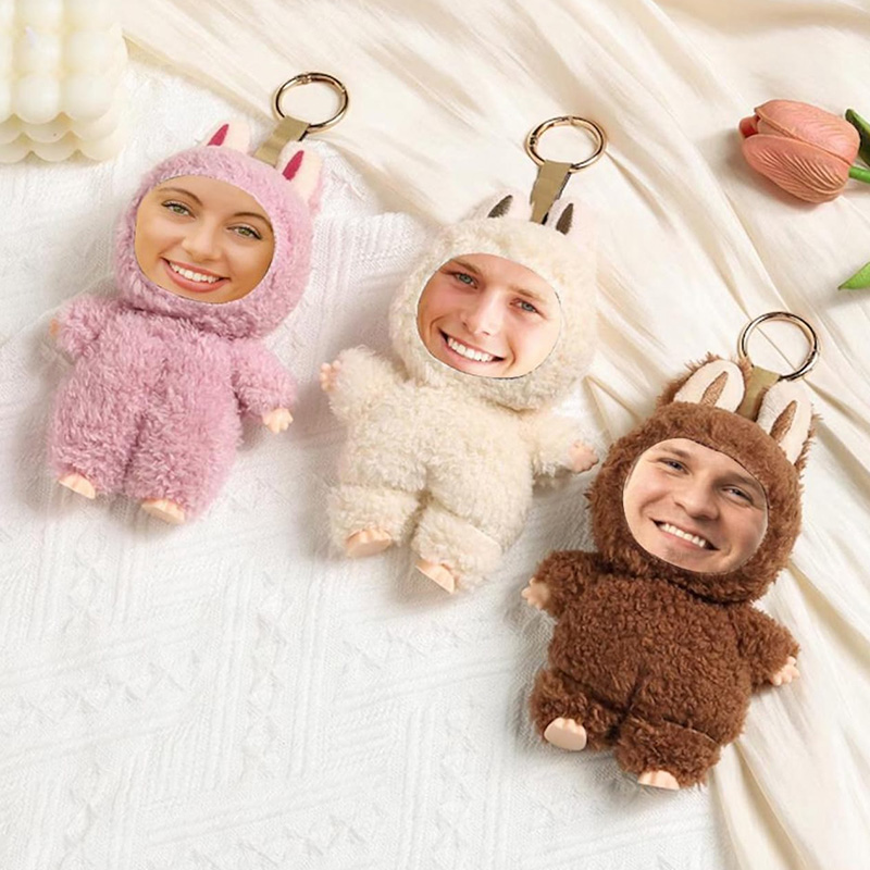Personalized Face Plush Keychain Custom Photo Doll Keychains Personalized Face Doll Funny Gift for Friends Birthday Valentine's Day Gift