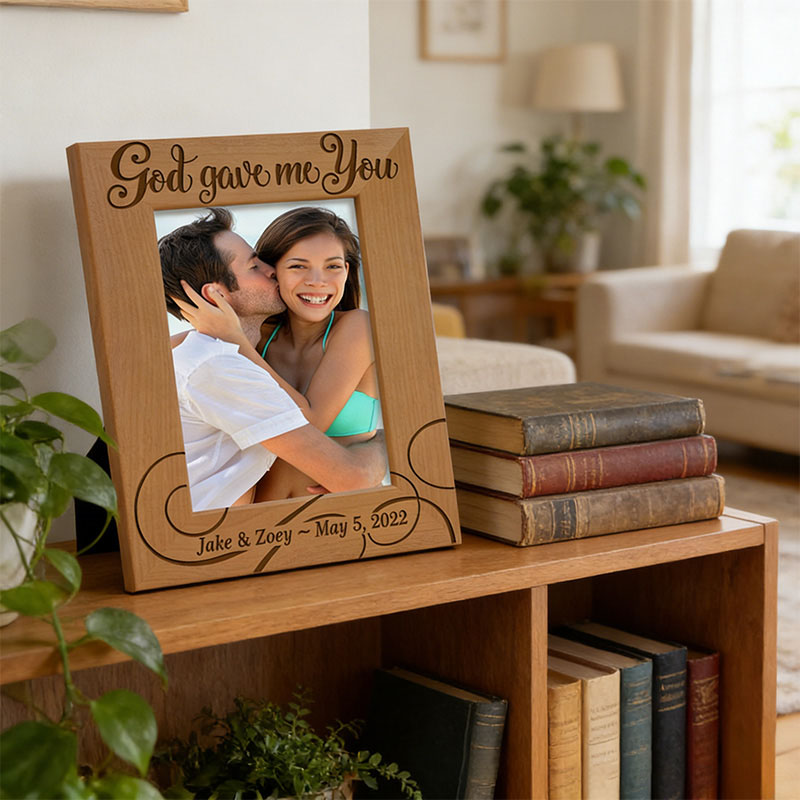 Personalized God Gave me you Wooden Picture Frame with Custom Name and Date Religious Gift Anniversary Gift Wedding Gift for Couple