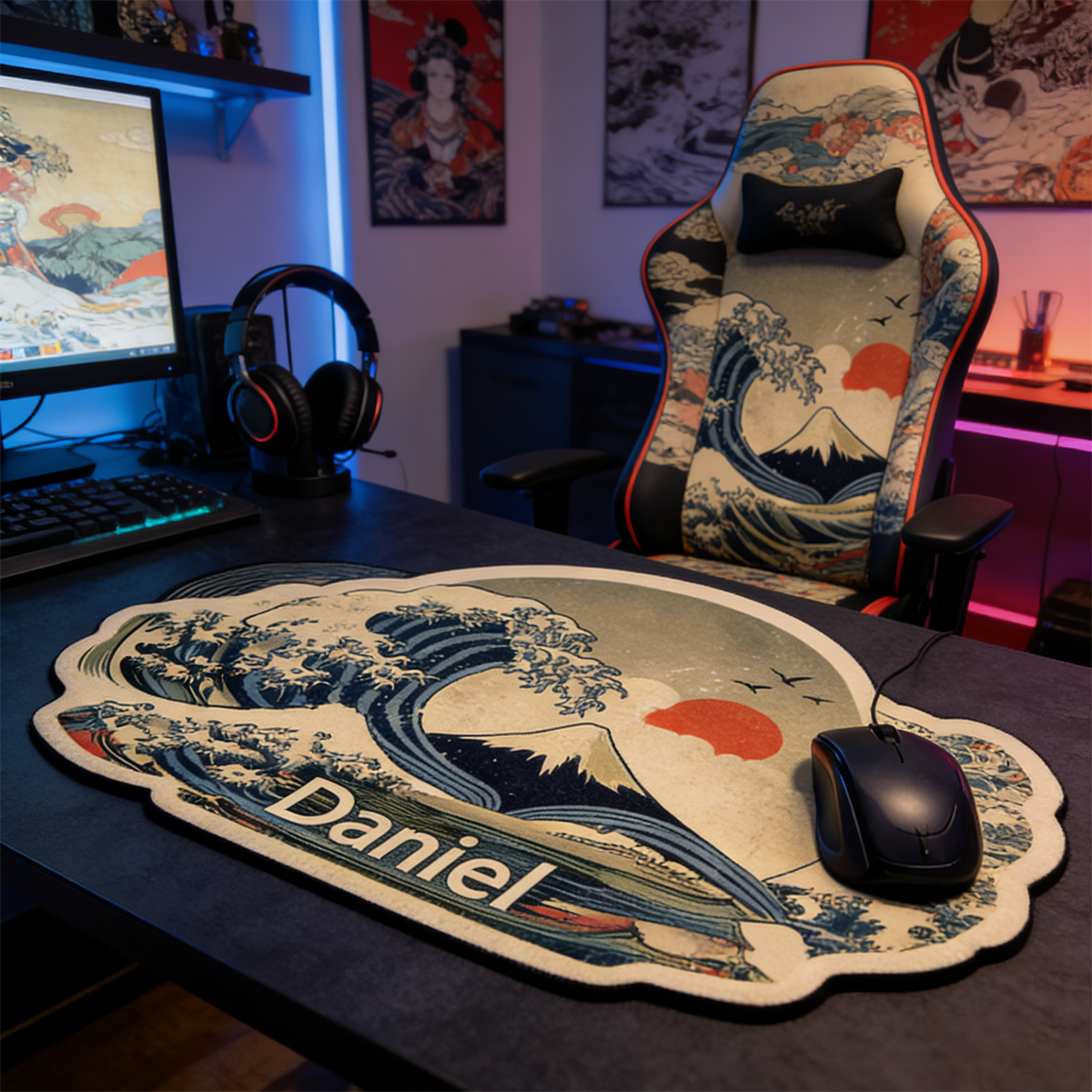 Personalized Custom Ukiyo-e The Great Wave Mouse Pad Personalized Japanese Art Desk Mat Retro Wave Off Kanagawa Gamer Accessory