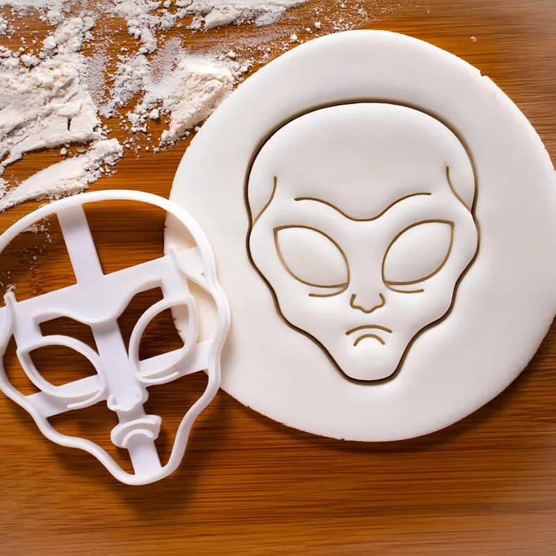Personalized Grey Alien Cookie Cutter Extraterrestrial Theme Shape for Sci Fi 3D Printed Baking Tool Craft Stamp for Geek Lover