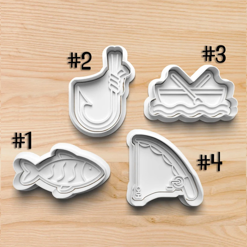 Personalized Fishing Cookie Cutters 3D Printed Baking Tool Craft Stamp for Fishing Lover