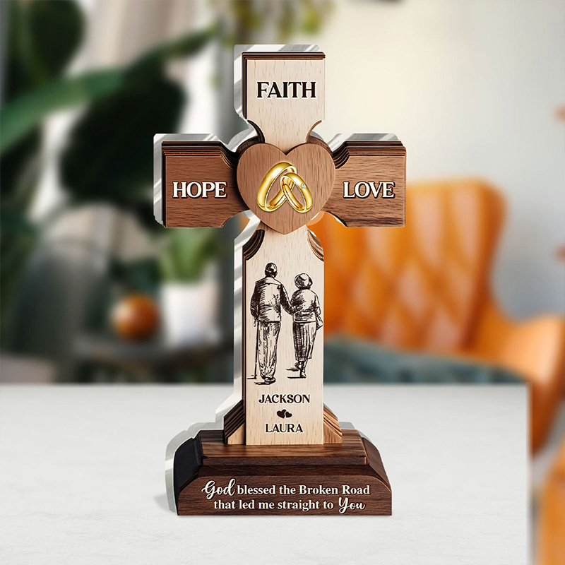 Personalized Faith Hope Love Custom Shaped Acrylic Plaque with Name Religious Gift Valentine Gift Anniversary Gift for Couple