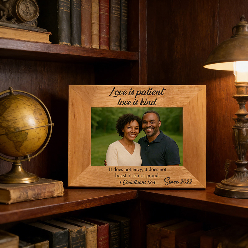 Personalized Love is Patient Love is Kind Picture Frame with Year Religious Gift Anniversary Gift Valentine's Day Gift