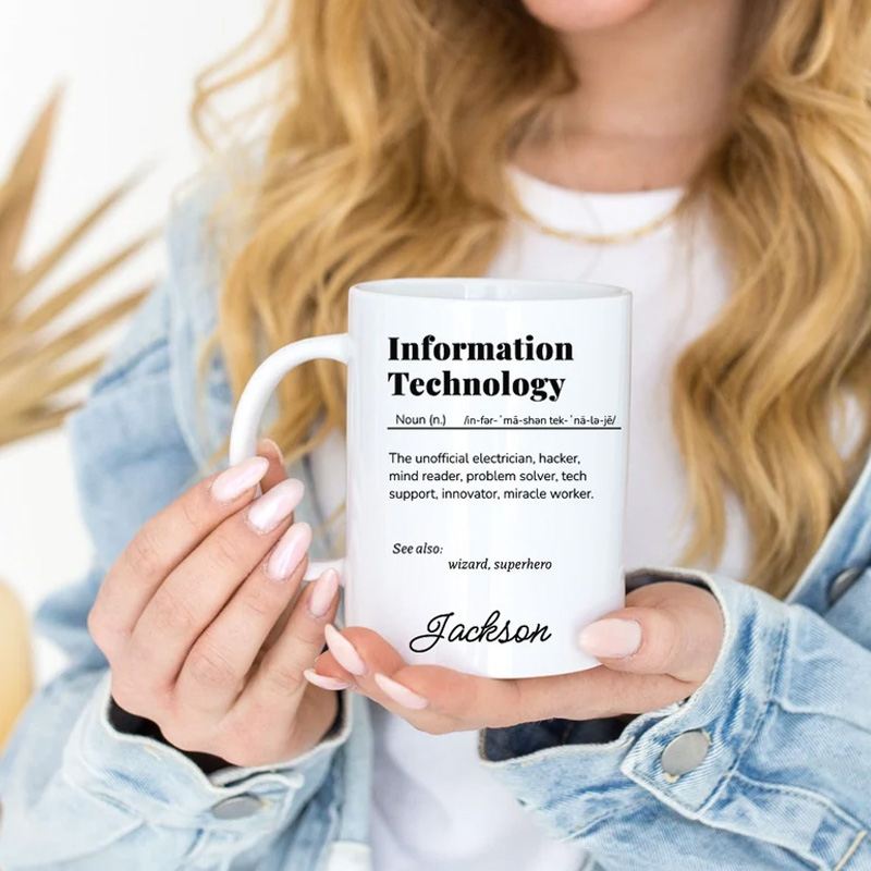 Personalized Tech Mug Gift IT Definition Mug Custom Name Info Technology Enthusiast Unique Office Worker Coffee Cup for Geek Lover