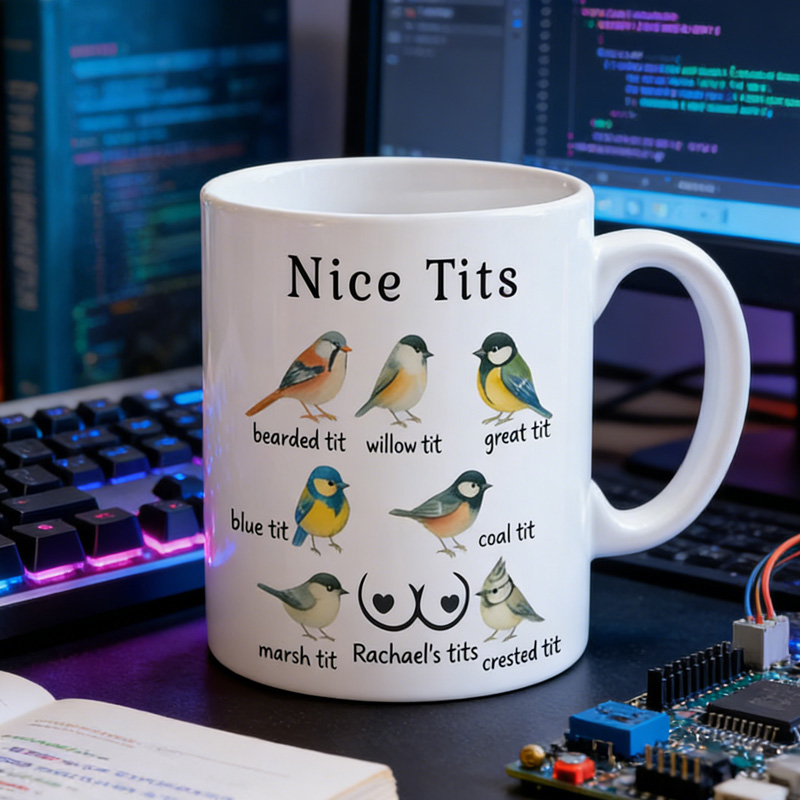 Personalized Funny Bird Nerd Mug Nice Tits Coffee Cup Mug Unique Office Worker Coffee Cup for Nerdy Geek Lover