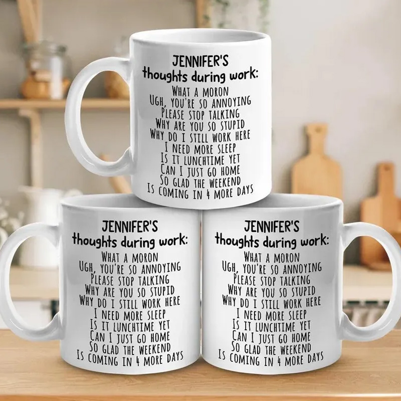 Personalized Nerd Thoughts During Work Mug Funny Coworker Coffee Cup Mug Unique Office Worker Coffee Cup for Nerdy Geek Lover
