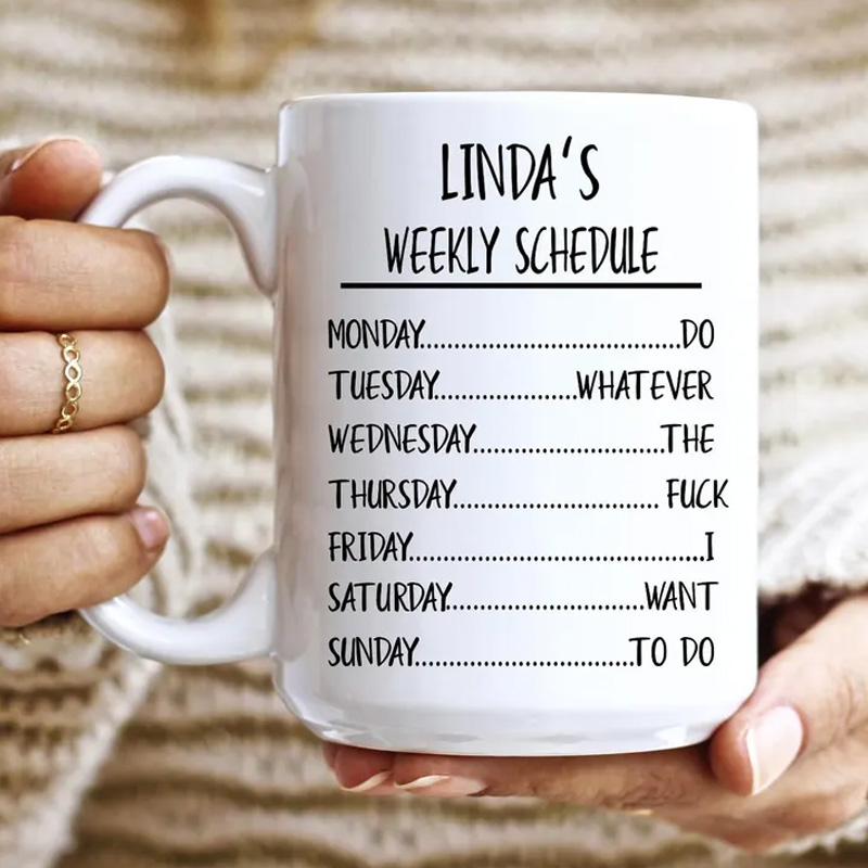 Personalized Nerd Weekly Schedule Custom Mug Funny Coworker Coffee Cup Mug Unique Office Worker Coffee Cup for Nerdy Geek Lover