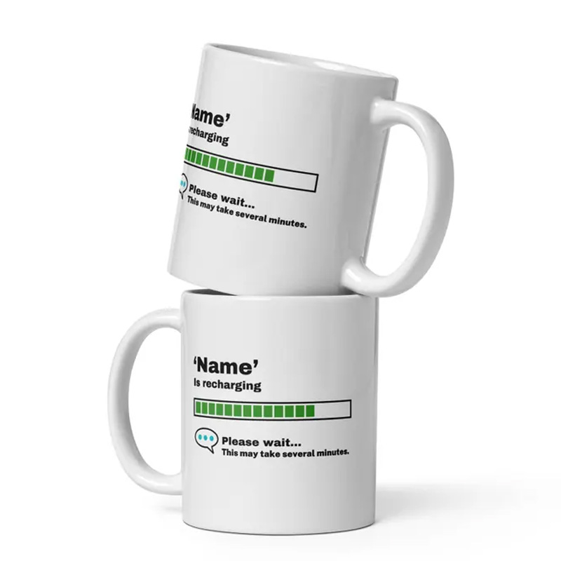 Personalized Nerd Recharging Funny Coworker Coffee Cup Mug Unique Office Worker Coffee Cup for Nerdy Geek Lover