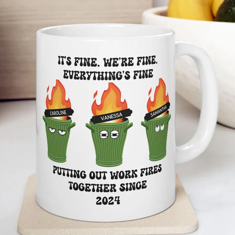 Personalized Nerdy Funny Boss Gift Trash Can Fire Putter Mug Coffee Cup for Nerdy Geek Lover