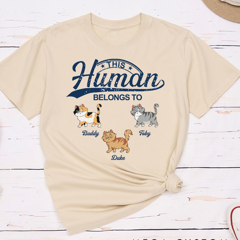 Personalized Cat Lover this Human Belongs to Cat T-Shirt