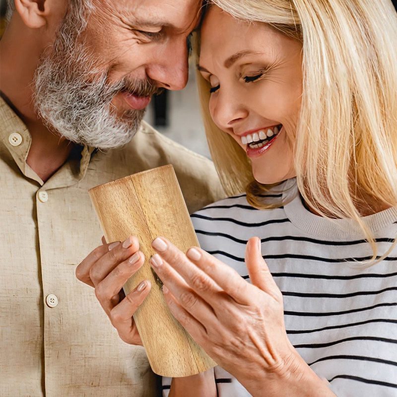 Personalized From Our First Kiss Till Our Last Breath Openable Wooden Cylinder Sculpture of Jesus Christ with Names Religious Gift for Couple