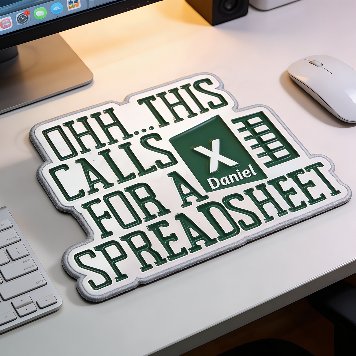 Personalized Custom "This Calls for a Spreadsheet" Irregular Mouse Pad Personalized Excel Humor Desk Mat Office Accountant Gamer Accessory